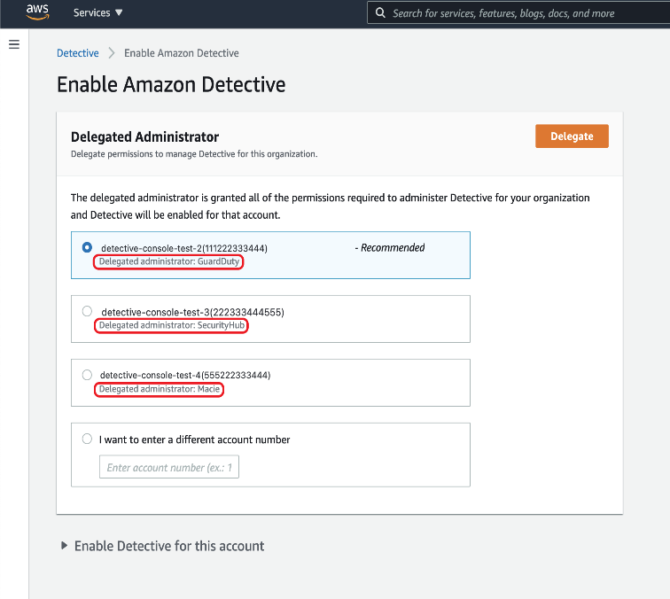 Simplify set up of Amazon Detective with AWS Organizations